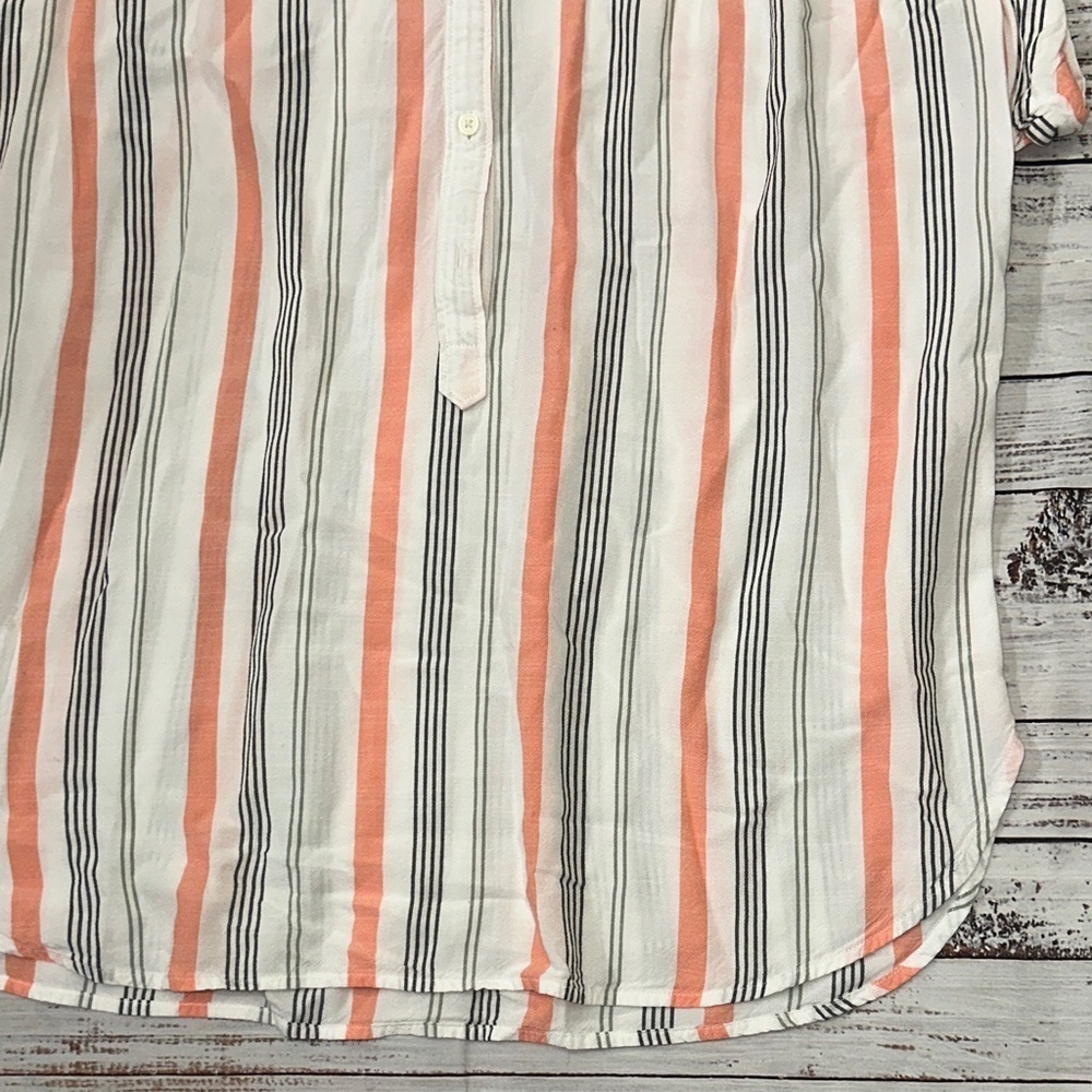 LOFT Coral and White Striped Top Sz. M - Picture 6 of 8